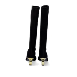 Bota Alta Com Salto Circular Bruna-622 Preto