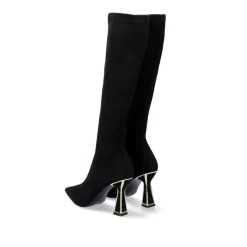 Bota Alta De Microfibra Com Salto Belinda-510 Preto