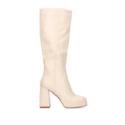 Bota De Cana Alta Rigida W1966D-25 Na Cor Bege