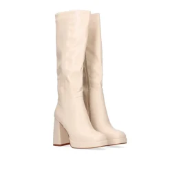 Bota De Cana Alta Rigida W1966D-25 Na Cor Bege