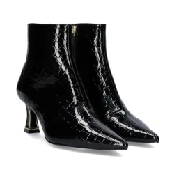 Bota De Salto Fino Erica-311 Couro De Coco Preto