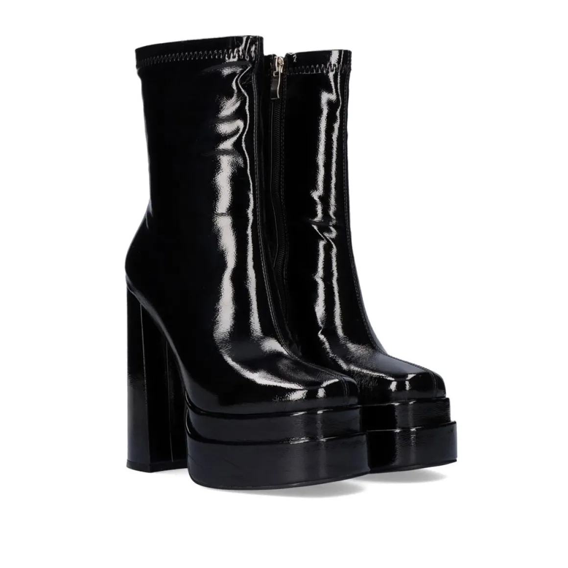 Bota De Tornozelo Estilo Meia Preta Com Calcanhar T3826-M2738