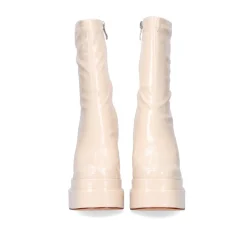 Bota De Tornozelo Estilo Meia Bege Com Calcanhar T3826-M2738