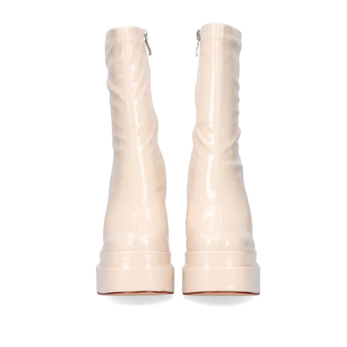 Bota De Tornozelo Estilo Meia Bege Com Calcanhar T3826-M2738