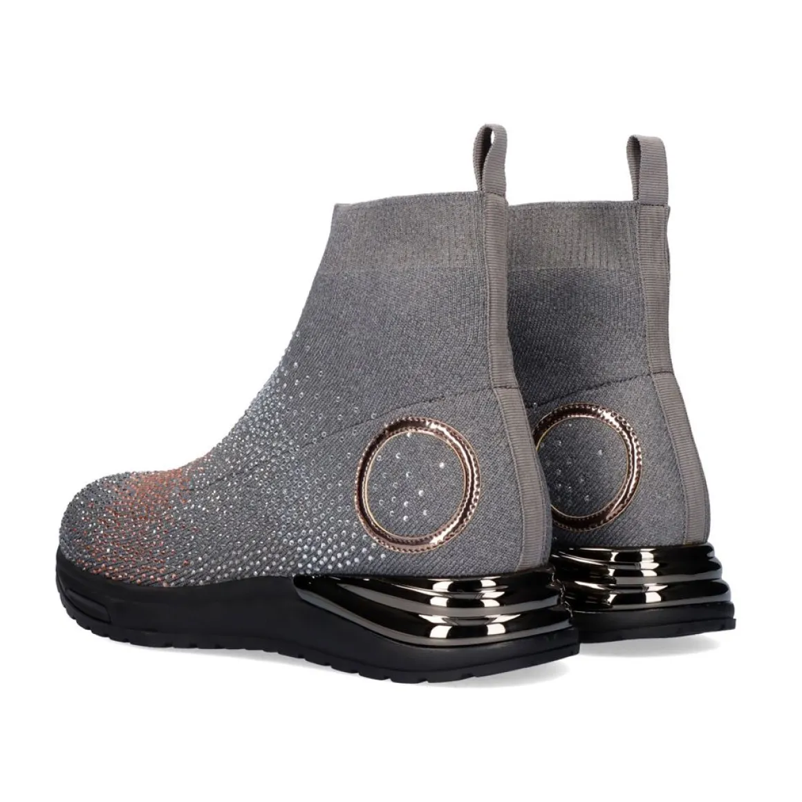 Bota De Tornozelo Estilo Meias Y2315-H502 Cinzento Com Strass