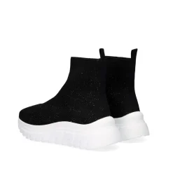 Bota Estilo Meia Com Plataforma Exe44 Em Pewter Com Brilho