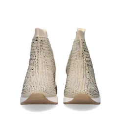 Bota Estilo Meia Ex20G Em Dourado Com Brilhantes