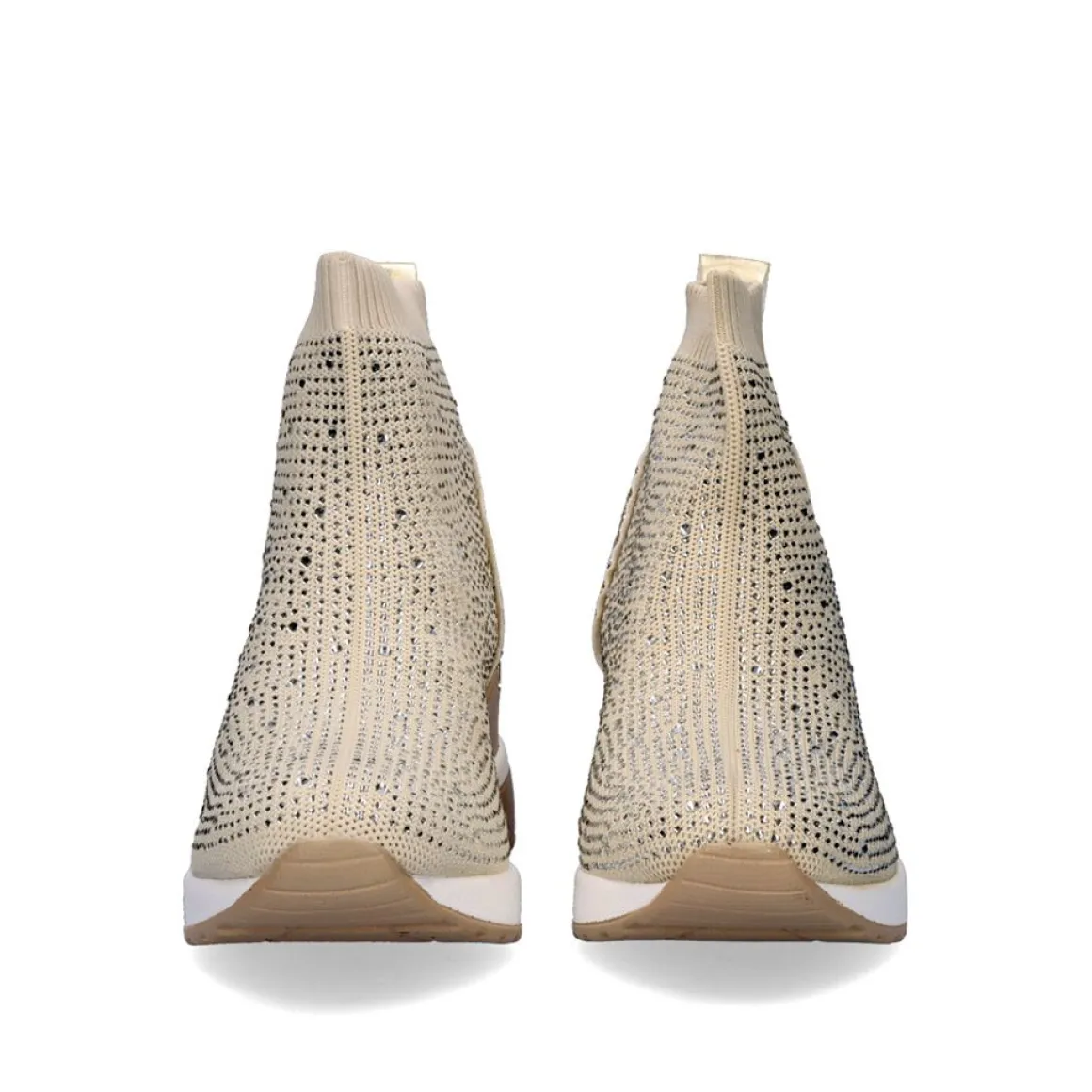 Bota Estilo Meia Ex20G Em Dourado Com Brilhantes