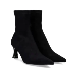 Botina De Microfibra Com Salto Fino Erica-503 Preto