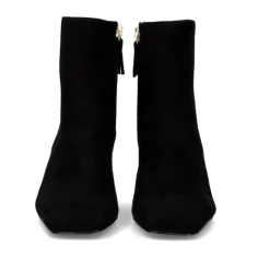 Botina Estilo Ante Com Salto Circular Elena-411 Preto