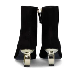 Botina Estilo Ante Com Salto Circular Elena-411 Preto