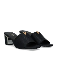 Isabel-572 Sandálias De Salto Baixo Preto De Serpente