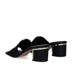 Isabel-572 Sandálias De Salto Baixo Preto De Serpente