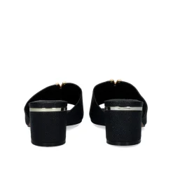 Isabel-572 Sandálias De Salto Baixo Preto De Serpente