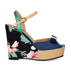 Naomi-011 Cunha Impressa De Flor Azul