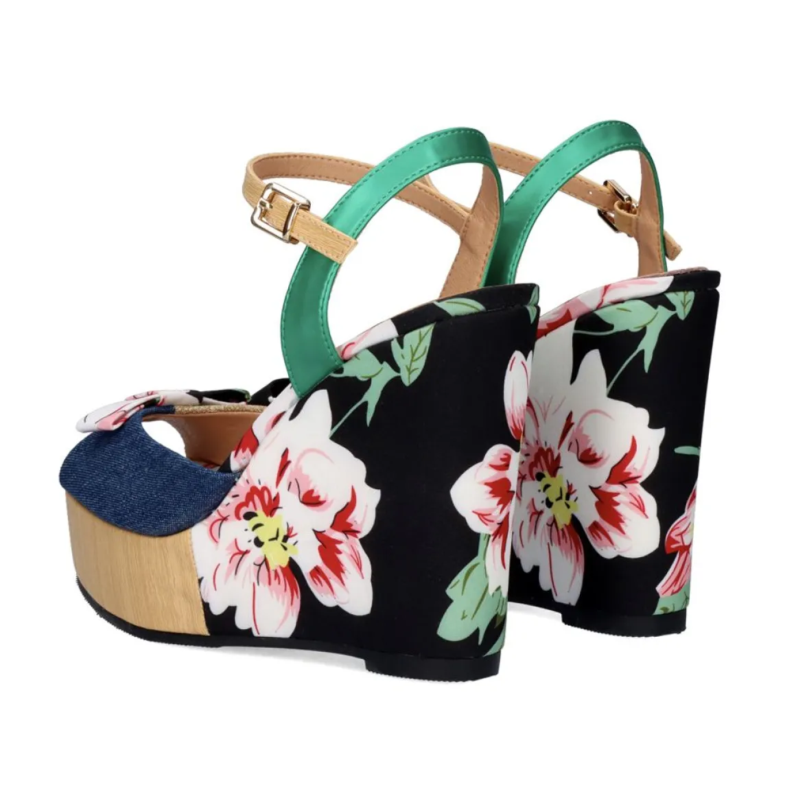 Naomi-011 Cunha Impressa De Flor Azul