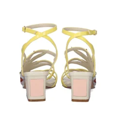 Nova Sandalia De Salto Baixo Luisa-400 Amarelo