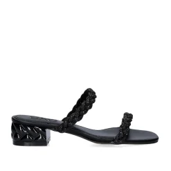 Novo Sandalia De Salto Baixo Katy-411 Strass Preta