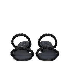 Novo Sandalia De Salto Baixo Katy-411 Strass Preta