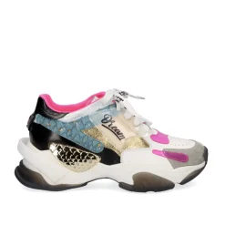 Plataforma Sneaker Xy166-1 Branco Dourado