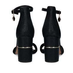 Rakel-842 Sandálias De Salto Preto De Serpente