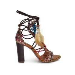 Sandalia De Calcanhar Shirley-705 Red-Tan