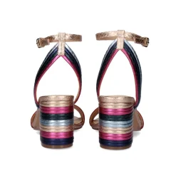 Sandalia De Salto Adele-477 Snake Multicolorido