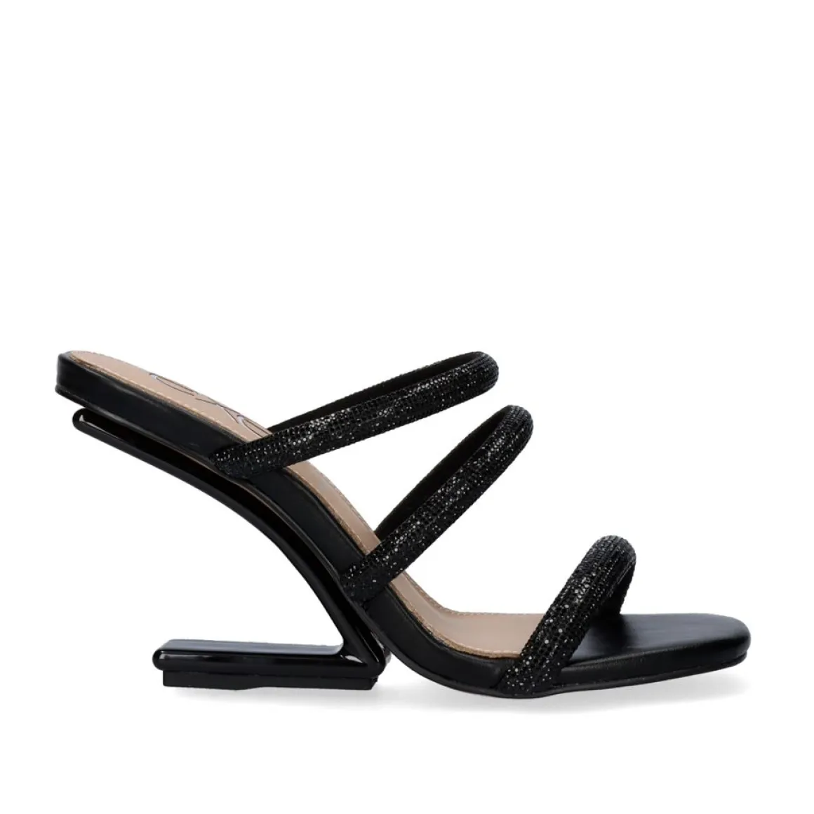 Sandalia De Salto Alto Maggie-822 Strass Preta