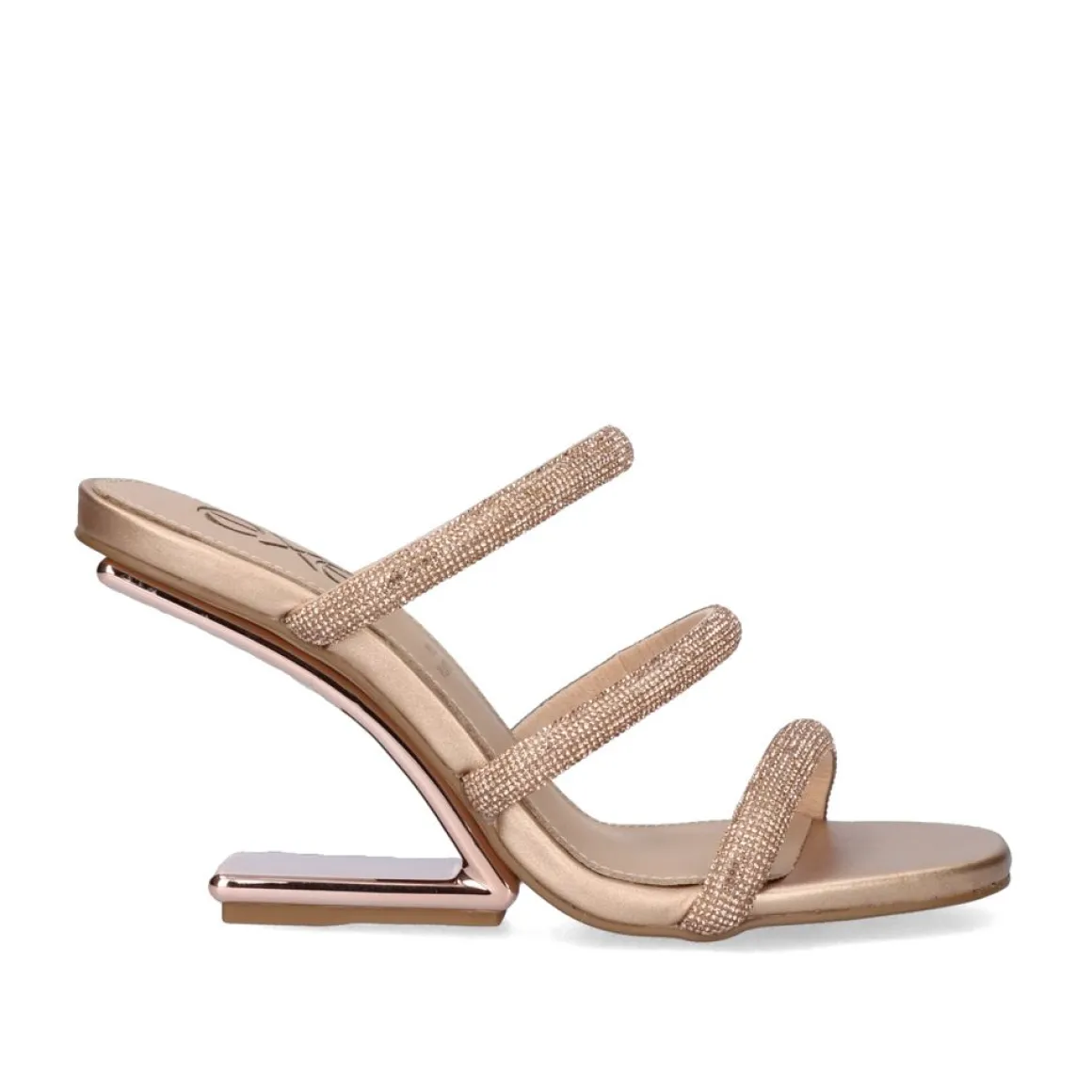 Sandalia De Salto Alto Maggie-822 Strass Ouro Rosa