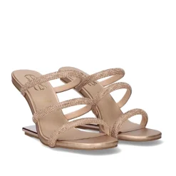 Sandalia De Salto Alto Maggie-822 Strass Ouro Rosa