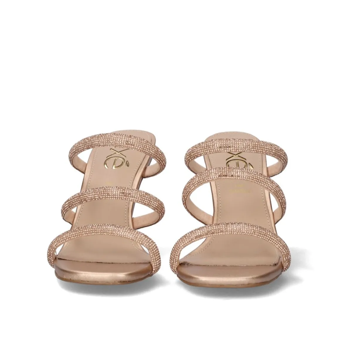 Sandalia De Salto Alto Maggie-822 Strass Ouro Rosa
