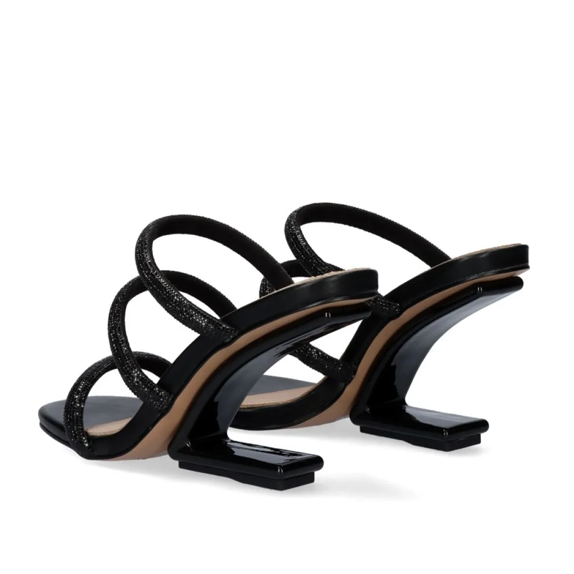 Sandalia De Salto Alto Maggie-822 Strass Preta