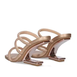 Sandalia De Salto Alto Maggie-822 Strass Ouro Rosa