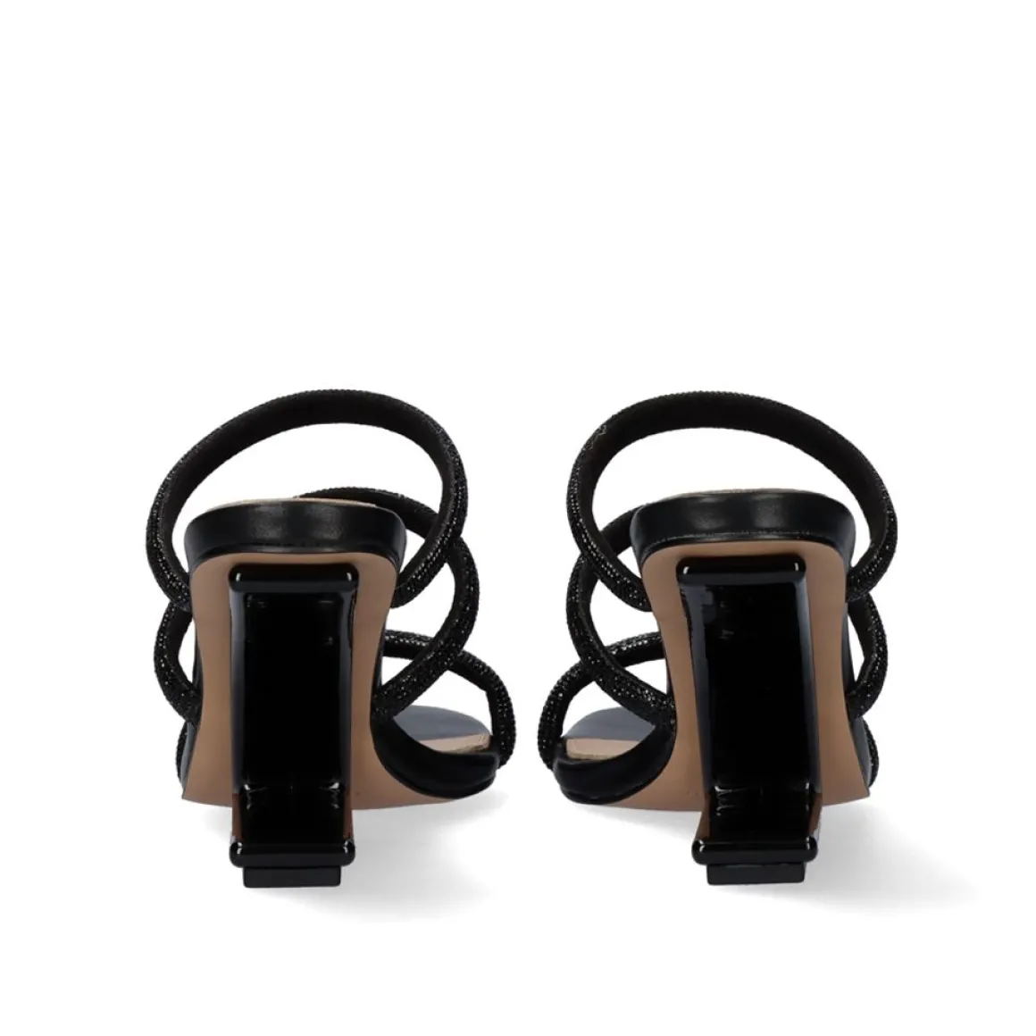 Sandalia De Salto Alto Maggie-822 Strass Preta