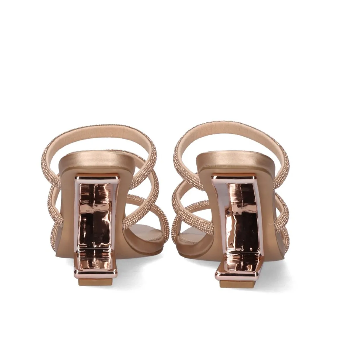 Sandalia De Salto Alto Maggie-822 Strass Ouro Rosa