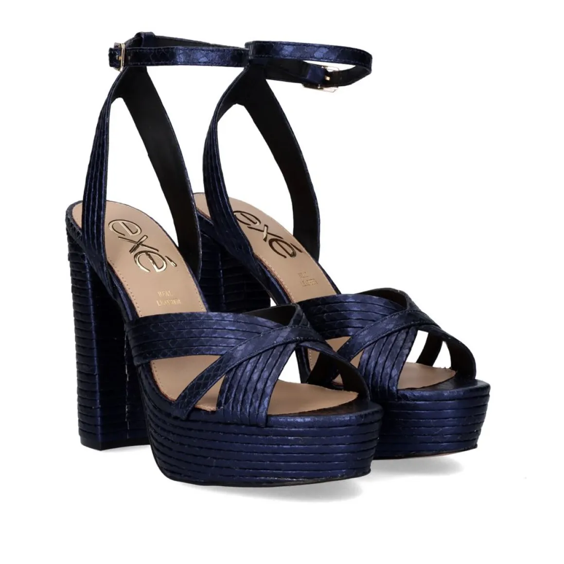 Sandalia De Salto Alto Ophelia-832 Snake Blue