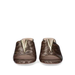 Sandalia De Salto Baixo Carmen-107 Snake Castanho