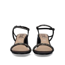 Sandalia De Salto Baixo Carmen-142 Snake Preta