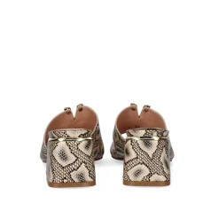 Sandalia De Salto Baixo Carmen-107 Snake Beige