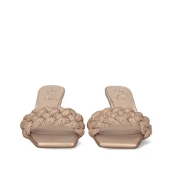 Sandalia De Salto Baixo Jennifer-040 Ouro Rosa