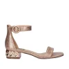 Sandalia De Salto Baixo Katy-330 Cobra Ouro Rosa