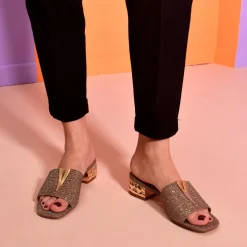 Sandalia De Salto Baixo Katy-811 Rosa - Silver