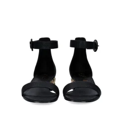 Sandalia De Salto Baixo Katy-330 Cobra Preta