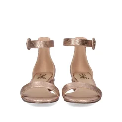 Sandalia De Salto Baixo Katy-330 Cobra Ouro Rosa
