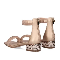 Sandalia De Salto Baixo Katy-507 Strass Ouro Rosa