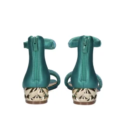 Sandalia De Salto Baixo Katy-507 Strass Verde