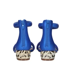 Sandalia De Salto Baixo Katy-507 Strass Azul