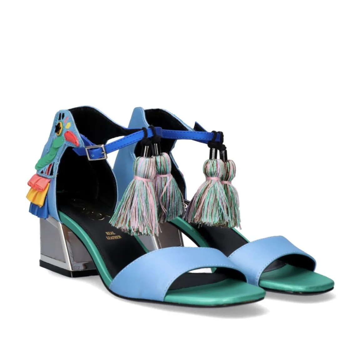 Sandalia De Salto Baixo Luisa-310 Aqua