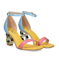 Sandalia De Salto Baixo Lilian-055 Aqua