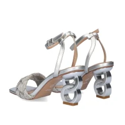Sandalia De Salto Baixo Lilian-180 Prata